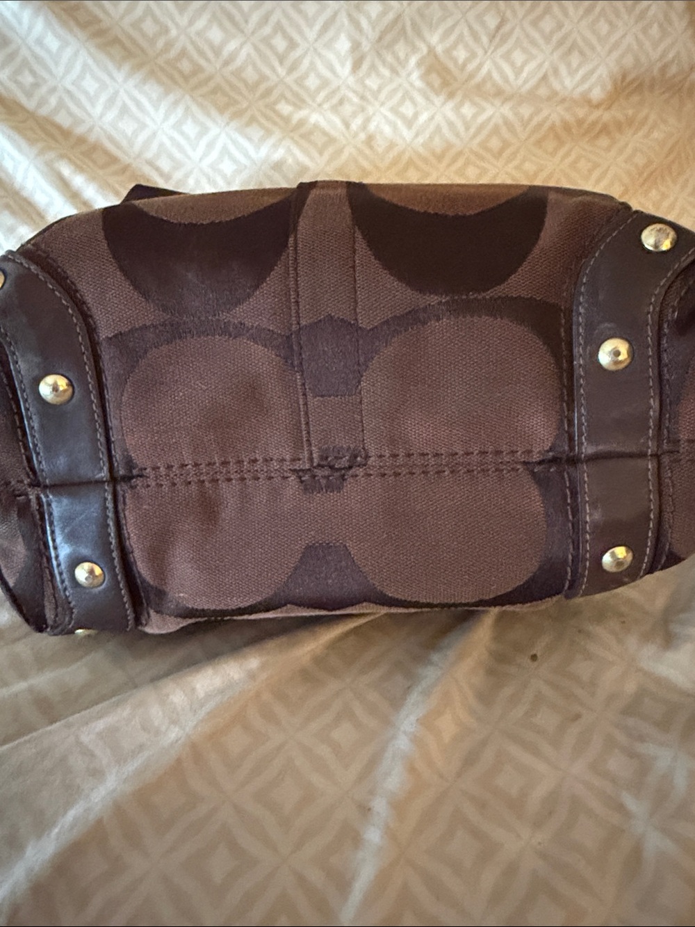 Authentic Coach Carly Signature Jacquard Chocolate Hobo Bag - Picture 8 of 14